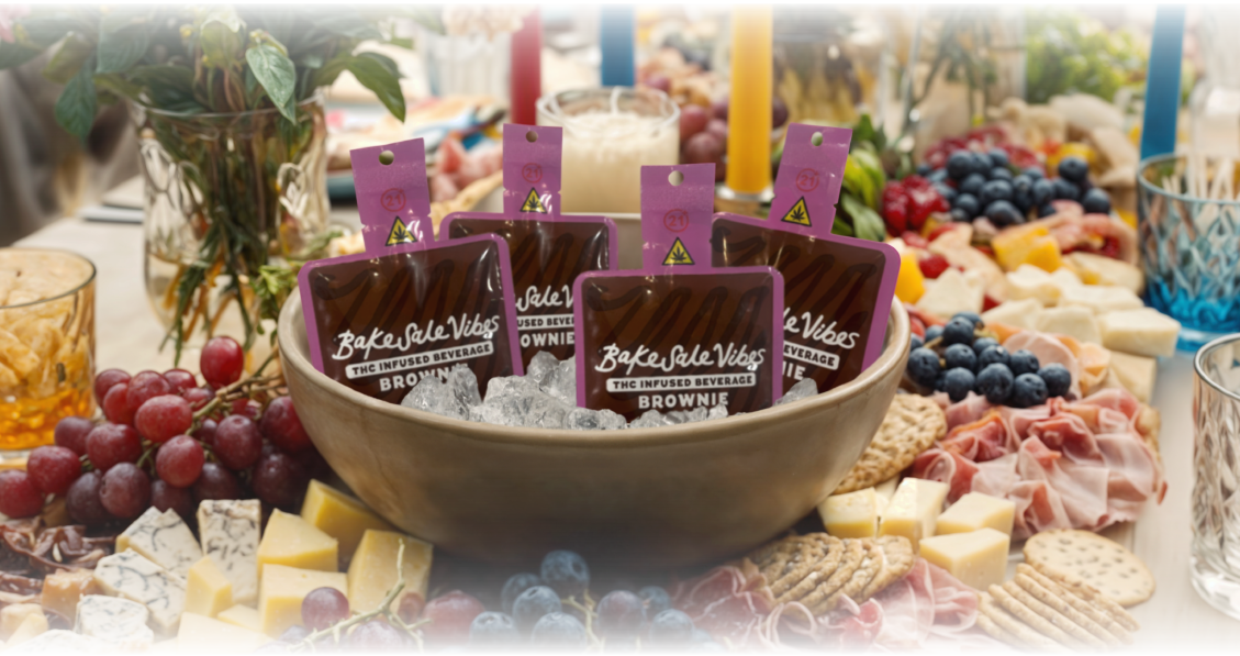 Brownie pouches on ice with charcuterie